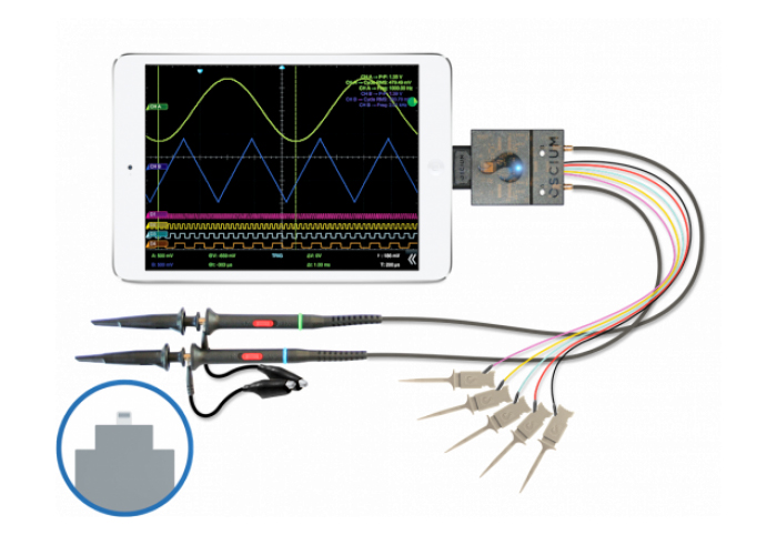 Dual Analog iOS Oscilloscope with Native Lightning Connector from