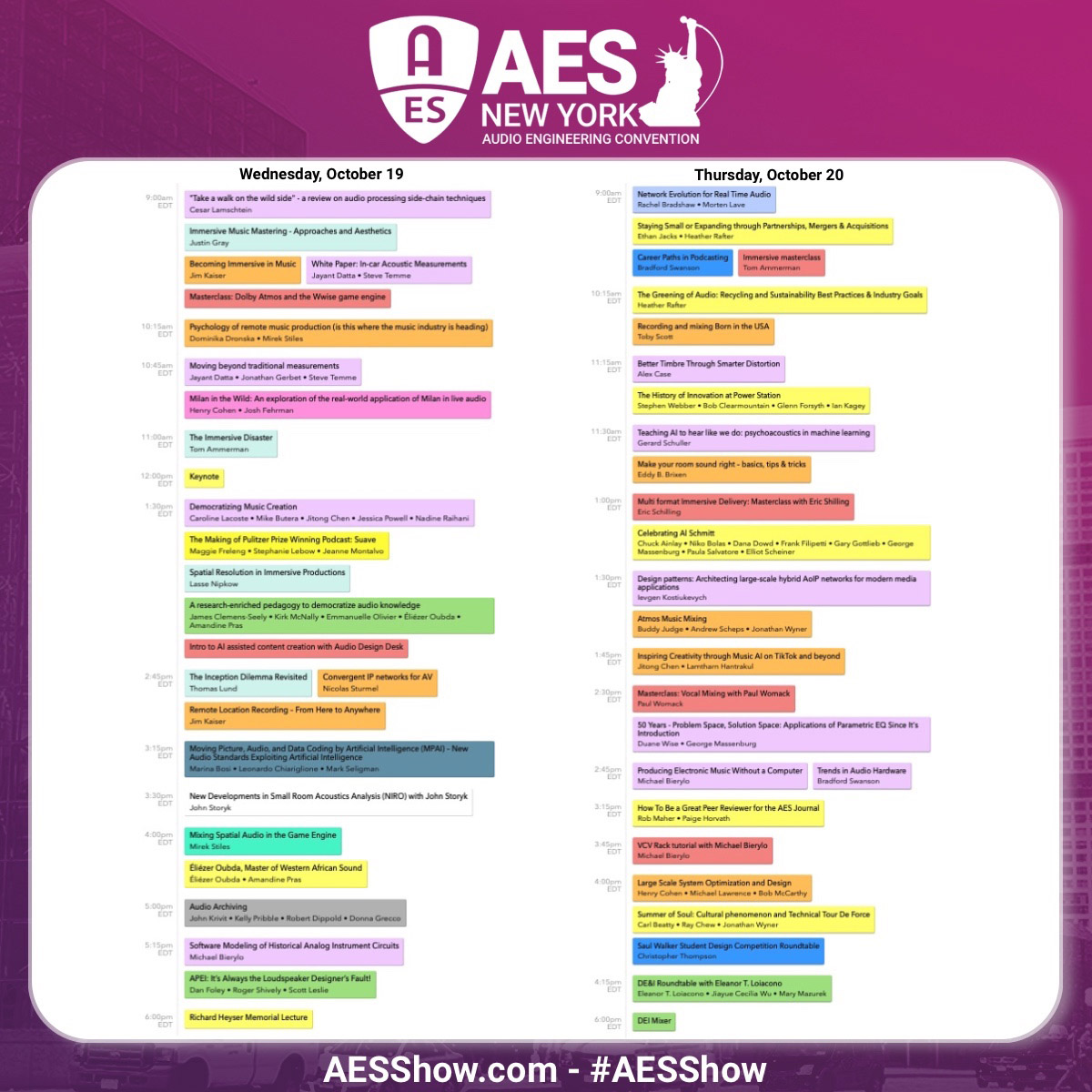 AES New York 2022 Convention Full Tech Program and Event Details